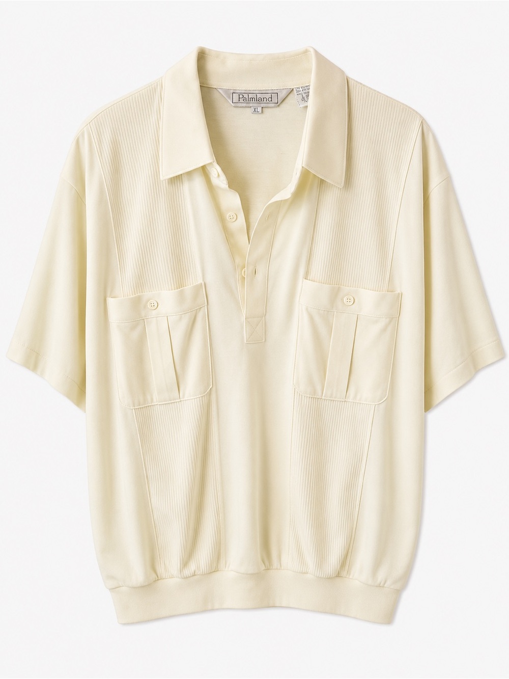 Palmland Cream Short-Sleeve Polo Shirt-Men’s XL- Cream/Ivory